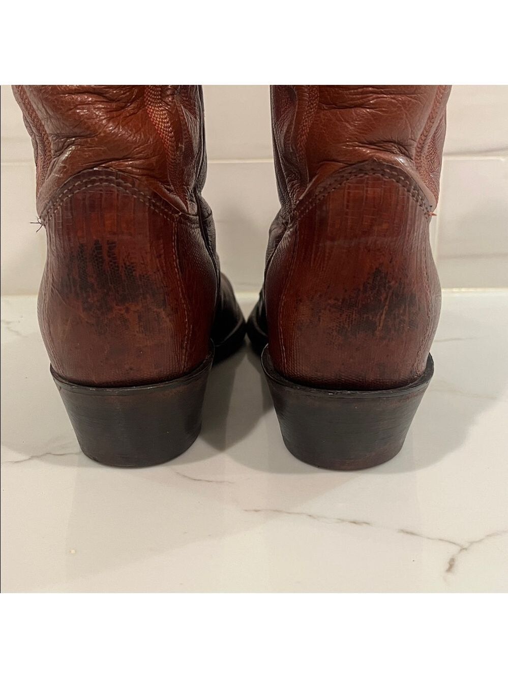 Justin 8303 Men's Exotic Leather Western Boot Peanut Brittle Lizard Round Toe - Picture 9 of 15